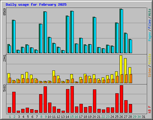 Daily usage for February 2025